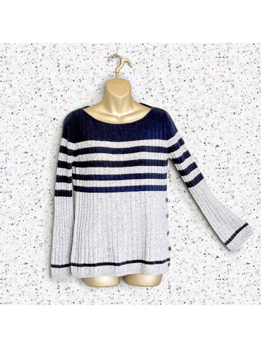 St John Cashmere Striped Sweater Preppy Coastal Quiet Luxury Heritage Sz XS